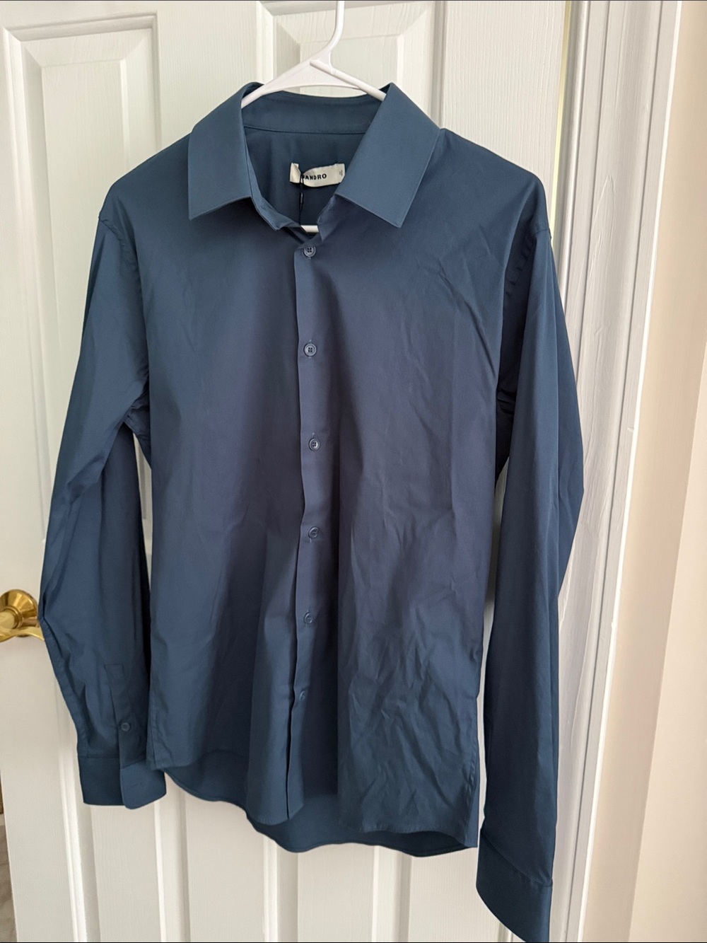Sandro Men's Dark Navy Button-Down Dress Shirt